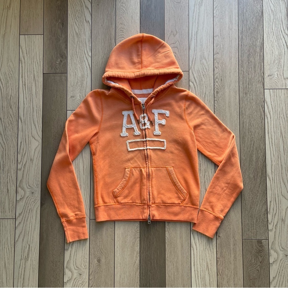 Y2K Abercrombie & Fitch Orange Hoodie with White Accents